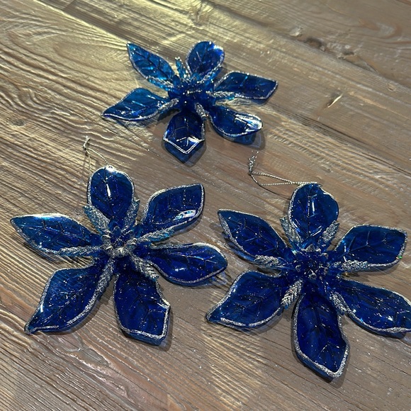 Blue Poinsettia Ornaments - Picture 6 of 9